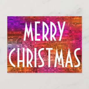 Cartão Postal De Festividades Tipografia de Natal Feliz Cor-de-Rosa Cor-de-Rosa
