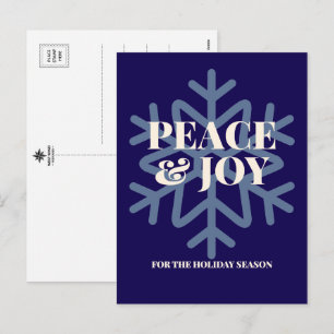 Cartão Postal De Festividades Tipografia de Paz e Alegria para a Temporada de Fe