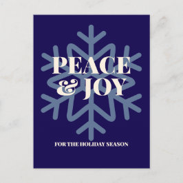 Cartão Postal De Festividades Tipografia de Paz e Alegria para a Temporada de Fe