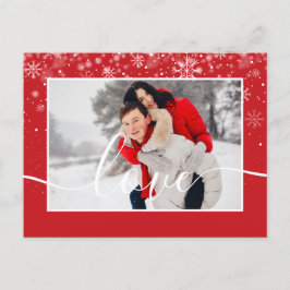 Cartão Postal De Festividades Tipografia de Script Branco Fotográfico em Flocos 