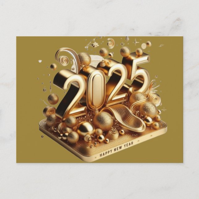 Cartão Postal De Festividades tipografia do ouro (Frente)