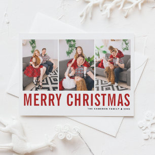 Cartão Postal De Festividades Tipografia Vermelha Feliz Natal Três Colagem Foto
