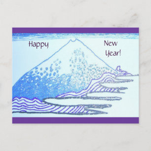 Cartão Postal De Festividades Tirando na tinta do gel, pintura de Hokusai