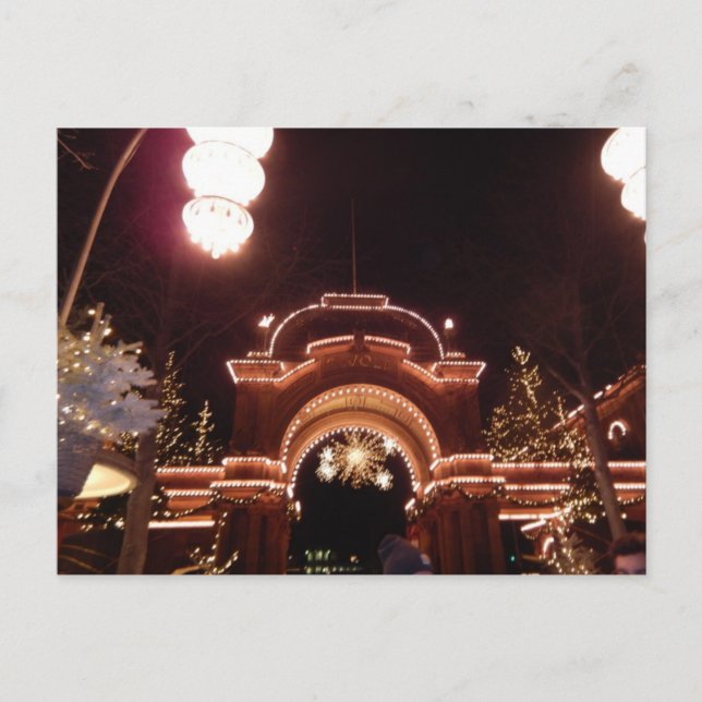 Cartão Postal De Festividades Tivoli Entrance Christmastime Copenhagen Dinamarca (Frente)