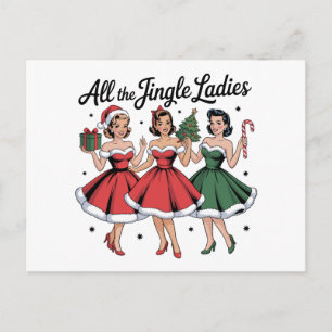 Cartão Postal De Festividades Todas As Senhoras Jingle Natal Retro Vintage Natal