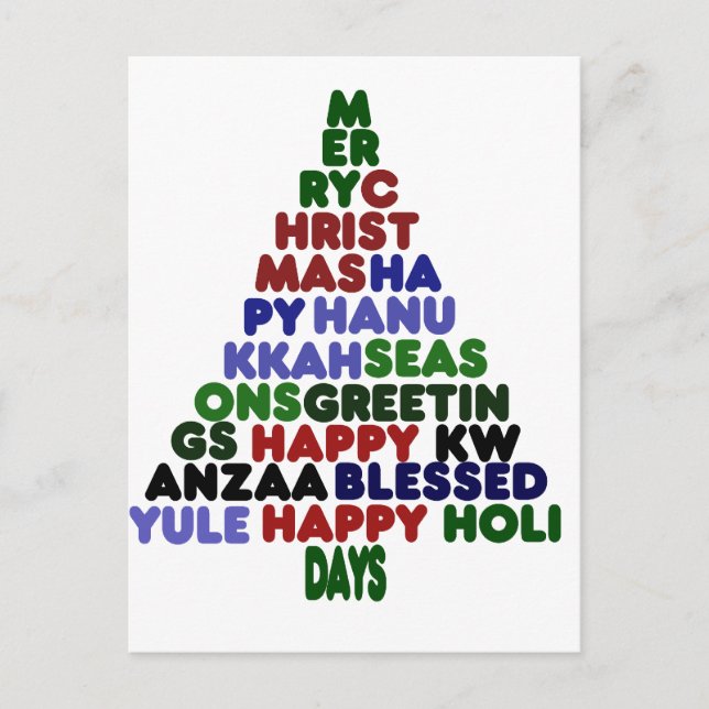 Cartão Postal De Festividades Todos os Cumprimentos de Férias (Frente)