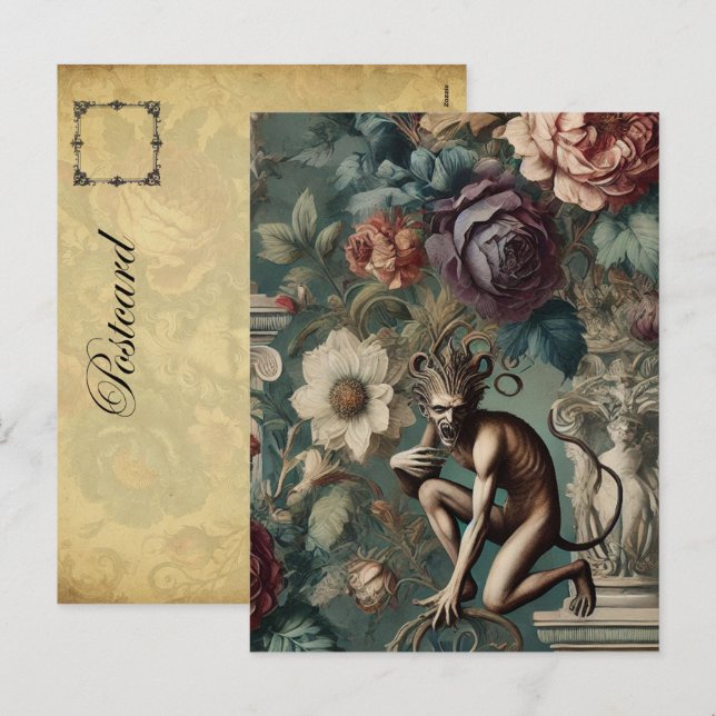 Cartão Postal De Festividades Tome uma Arco - Design Floral Gótico (Frente/Verso)