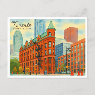 Cartão Postal De Festividades Toronto Ontario Canada Retro Watercolor