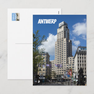 Cartão Postal De Festividades Torre Boerentoren Art Déco Paisagem Urbana, Antuér
