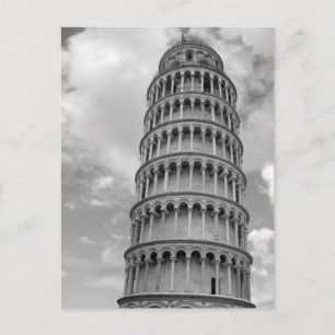 Cartão Postal De Festividades Torre de Pisa Itália Preto e Branco