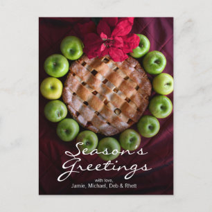 Cartão Postal De Festividades Torta de maçã feita para parecer coroa de Natal