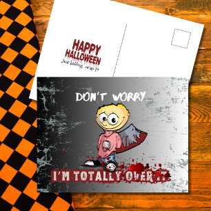 Cartão Postal De Festividades Totalmente Cansado Dela Machado Sangrento Hallowee