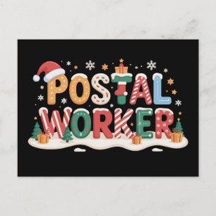 Cartão Postal De Festividades Trabalhador Postal Natal Feriado Carteiro de Natal