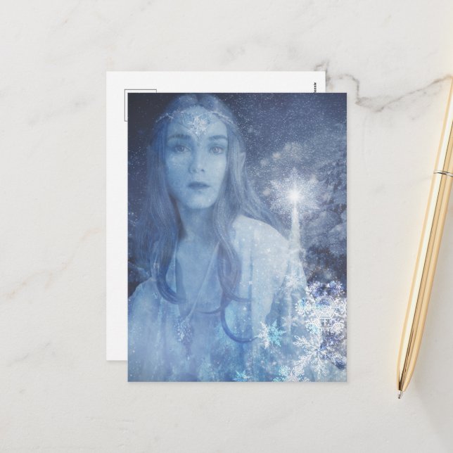 Cartão Postal De Festividades Trabalho de arte de Fantasia da Rainha da Neve (Frente/Verso In Situ)