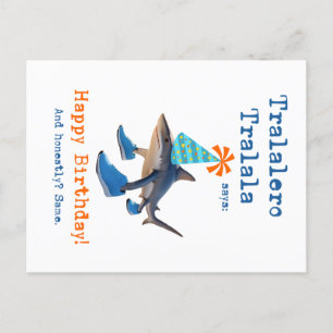 Cartão Postal De Festividades Tralalalero Tralala Shark Engraçado Cartão de Aniv