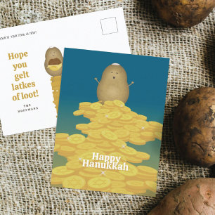 Cartão Postal De Festividades Trava e Gelt Hanukkah Card