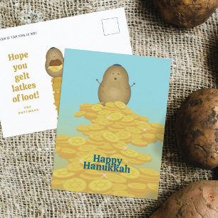 Cartão Postal De Festividades Trava e Gelt Hanukkah Card