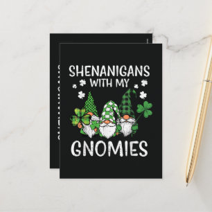 Cartão Postal De Festividades Travessuras do Dia de São Patrício com Gnomies Gno