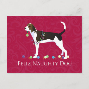 Cartão Postal De Festividades Treing Walker Coonhound Christmas