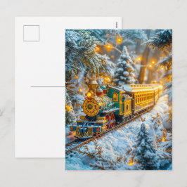 Cartão Postal De Festividades Trem de vapor em miniatura em uma trilha de montan