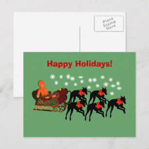 Cartão Postal De Festividades Trenó de Galgo Natal Férias 