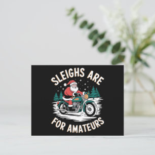Cartão Postal De Festividades Trenós São Para Amadores De Natal Motociclista