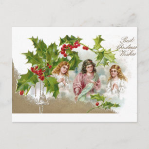 Cartão Postal De Festividades Três Anjos Bonito para o Natal