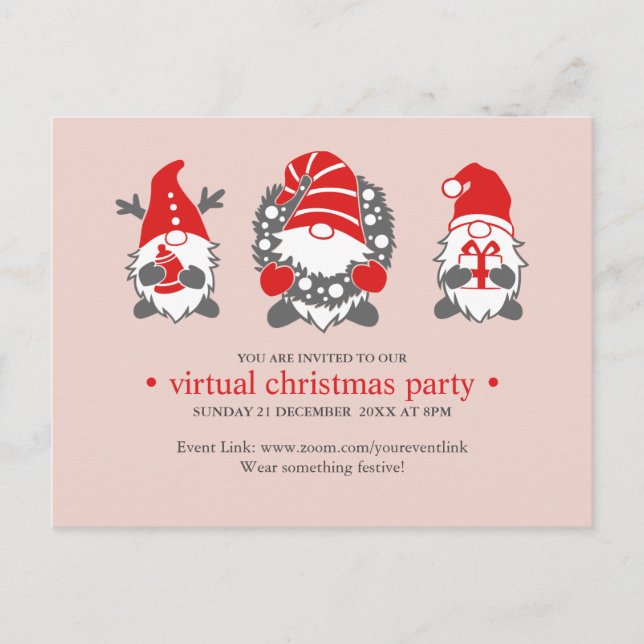 Cartão Postal De Festividades Três Gnomos Engraçados | Festa de Natal Virtual Bl (Frente)