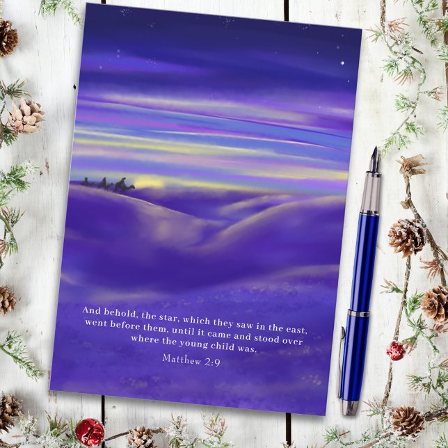 Cartão Postal De Festividades Três Kings aquarela Orçamento religioso (Three wise men watercolor bible quote religious Christmas holiday postcard )