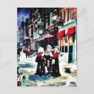 Cartão Postal De Festividades Três pessoas que estão em um christm do canto da