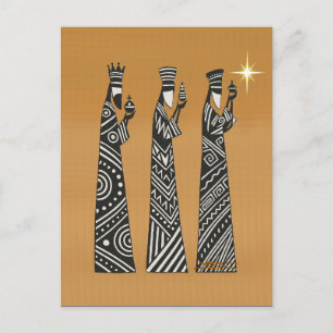 Cartão Postal De Festividades Três Reis Magos Preto e Branco Natal Natividade