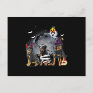 Cartão Postal De Festividades Três Rottweilers Satã Múmia das Bruxas