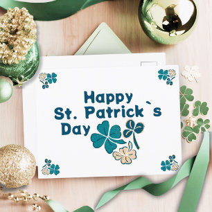 Cartão Postal De Festividades Trevo de Shamrock Irlandês Feliz Dia de São Patríc