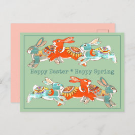 Cartão Postal De Festividades Tribal de Mint Cor-de-Rosa do Primavera felz pasco