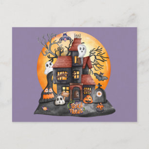 Cartão Postal De Festividades Trick ou Tratar Colheita Assombrada de Halloween
