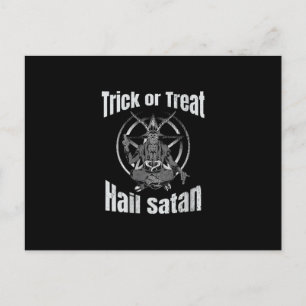 Cartão Postal De Festividades Trick ou Treine a Satã de granizo Pentagrama