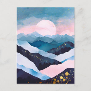 Cartão Postal De Festividades Trilha de Água Minimalista Dourada