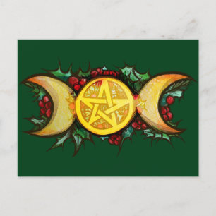 Cartão Postal De Festividades Triple Moon Holly Yule Art