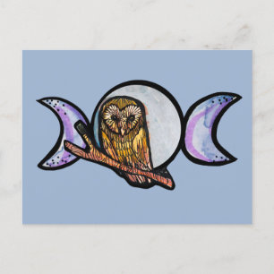 Cartão Postal De Festividades Triple Moon Owl