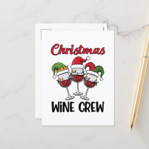 Cartão Postal De Festividades Tripulação engraçada de vinho de Natal