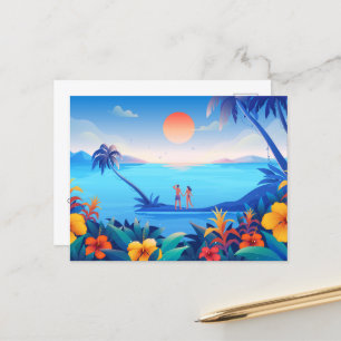 Cartão Postal De Festividades Tropical Sunset - Cartão-postal quente de férias
