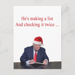 Cartão Postal De Festividades Trump Christmas: Ele é fazer lista