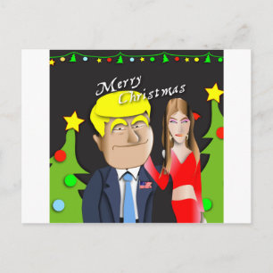Cartão Postal De Festividades Trump, Donald, Melania, Natal, presente, presente.