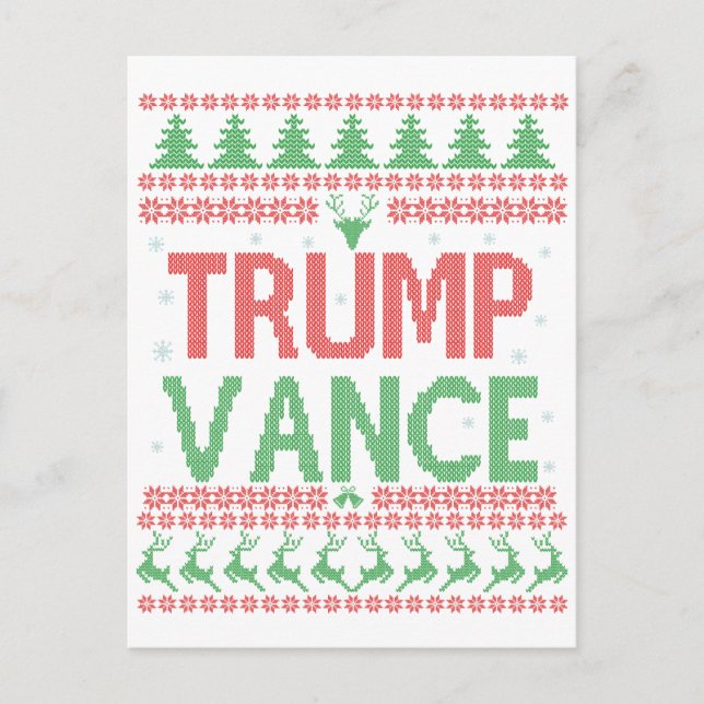 Cartão Postal De Festividades Trump Vance Republicano Feio Natal Doce Xmas (Frente)