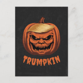 Cartão Postal De Festividades Trumpkin - Grinning Donald Trump Halloween Pumpkin
