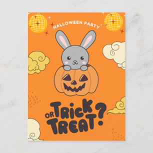 Cartão Postal De Festividades Truque De Festa De Halloween Ou Trate Bunny Pumkin
