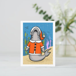 Cartão Postal De Festividades Tubarão Papai Noel