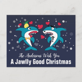 Cartão Postal De Festividades Tubarões de Natal Muito Bom Personalizados