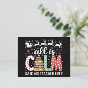 Cartão Postal De Festividades Tudo Calmo Disse Nenhum Professor Natal Lápis Árvo