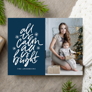 Cartão Postal De Festividades Tudo Com Letra Mão É Calmo Tudo É Marinho Brilhant